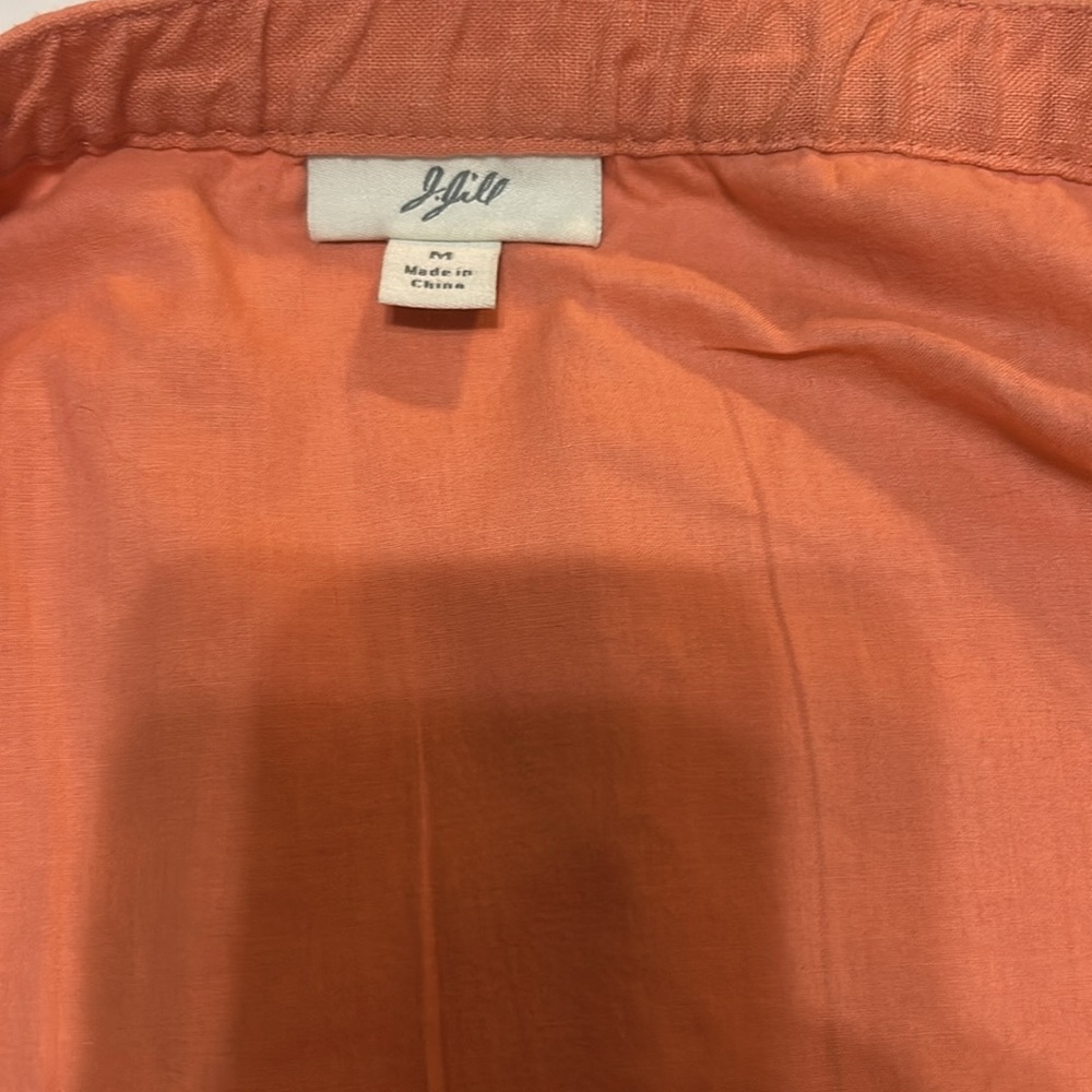 J. Jill Orange Embroidered Embellished A-Line Midi Linen Skirt M - Picture 3 of 9
